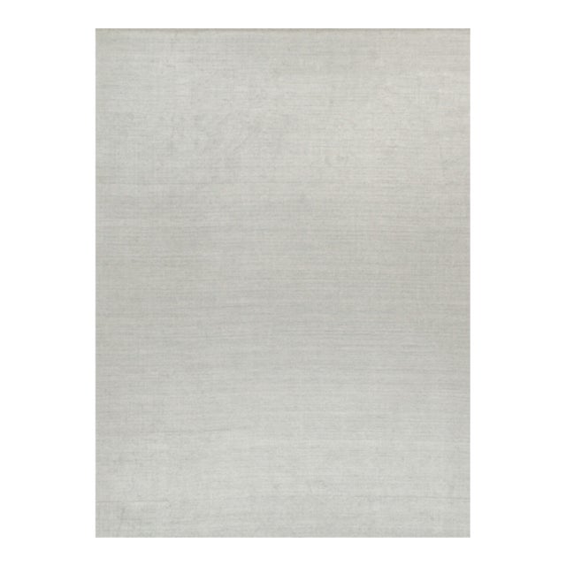 2010s Rug & Kilim’s Plain Modern Rug in Solid Silver-Gray Tone-on-Tone - 11x15 For Sale