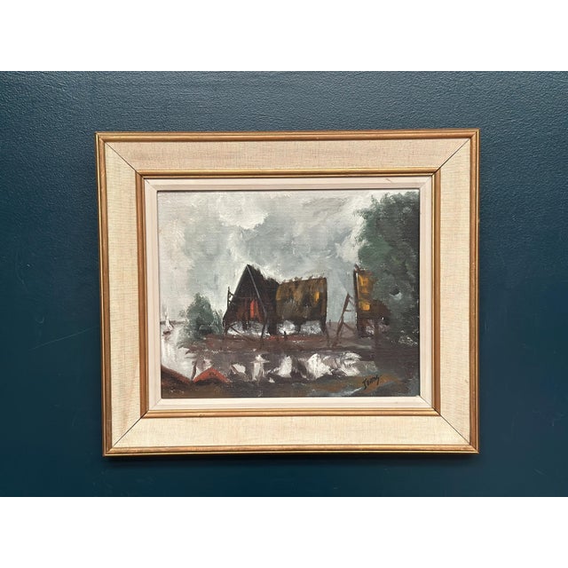 Jeams, Cabin by the Water, 1960s, Oil Painting on Panel, Framed For Sale - Image 14 of 18