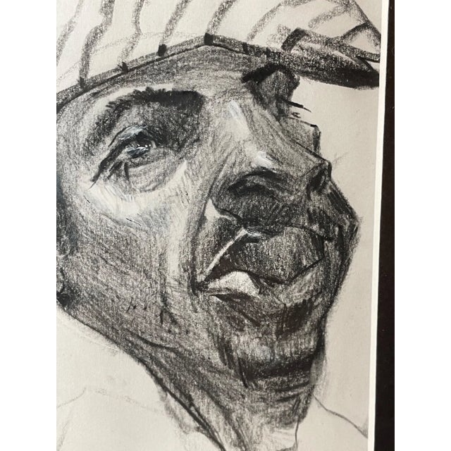 Original 2007 Justin Bua Pop Surrealism Conte Crayon Sketch Drawing Man Portrait For Sale In New York - Image 6 of 9