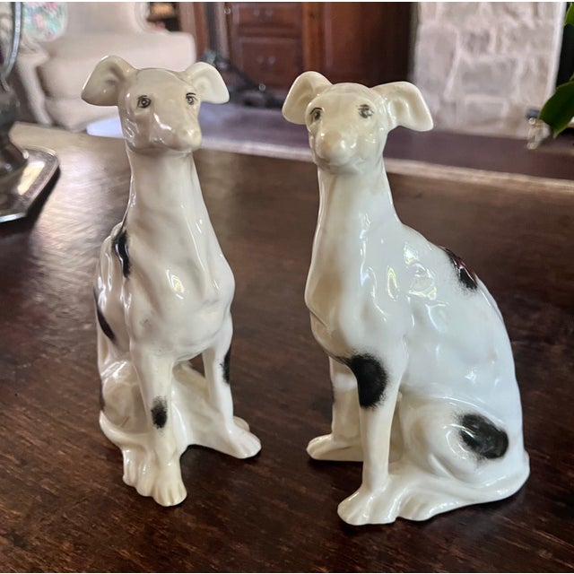 Vintage Maitland-Smith Hand-Painted Porcelain Whippet Figurines - A Pair For Sale In Dallas - Image 6 of 18