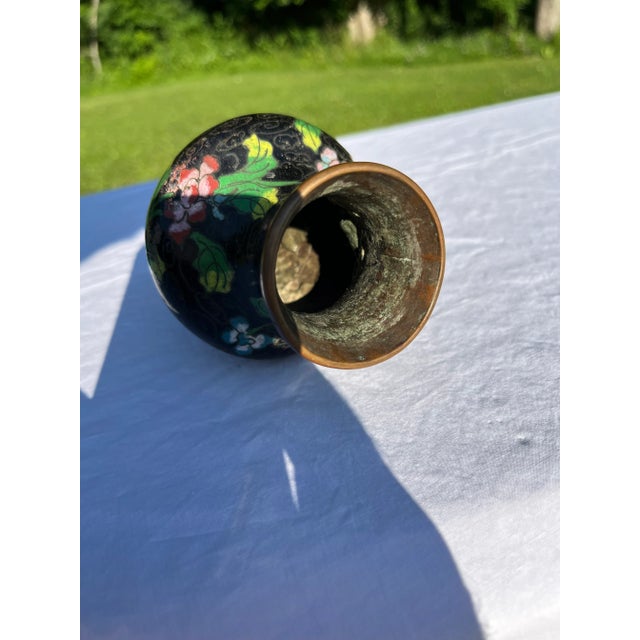 Small Black Cloisonné Vase For Sale - Image 6 of 9