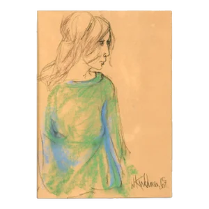 Portrait of a Woman in a Green Shirt -San Francisco Bay Area Figurative Movement by William Kirchner