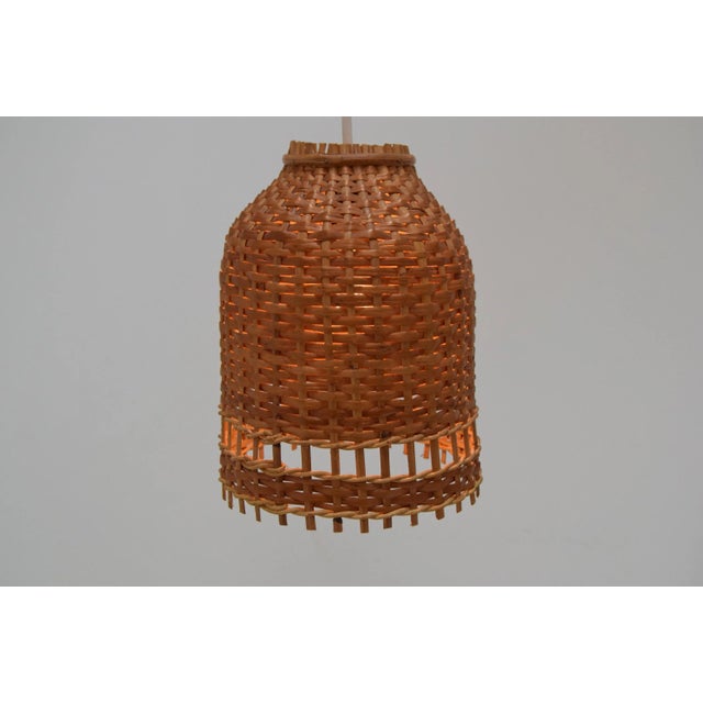 Brown Mid-Century Wicker Pendant Lamp from Uluv, 1960s For Sale - Image 8 of 12