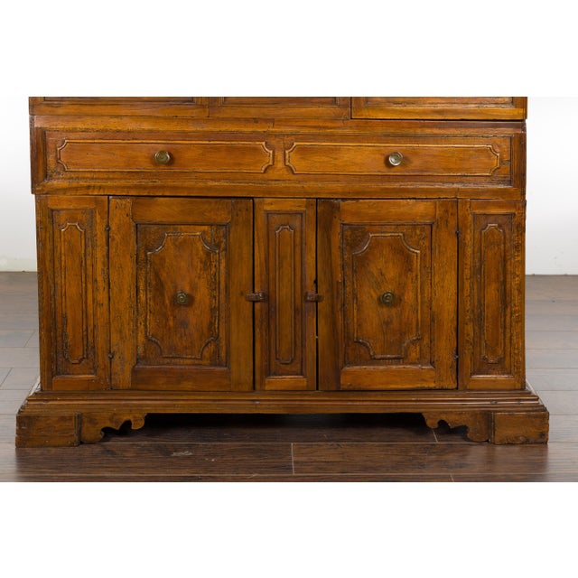 Italian 18th Century Walnut Credenza with Four Drawers, Two Doors, Bracket Feet For Sale - Image 10 of 12