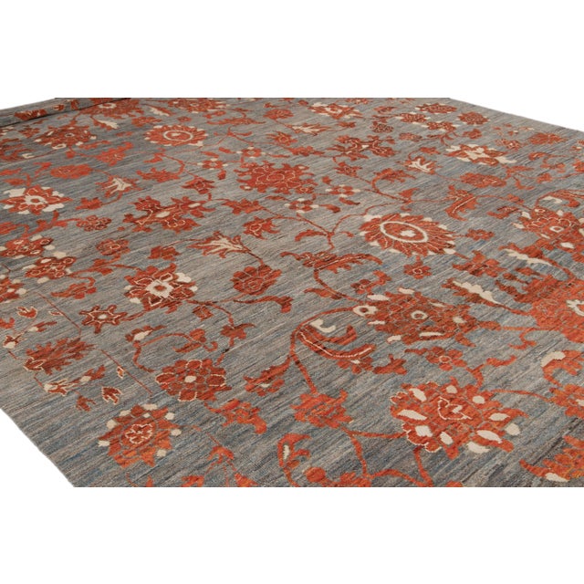 Oversize Modern Gray Oushak Handmade Wool Rug For Sale In New York - Image 6 of 11