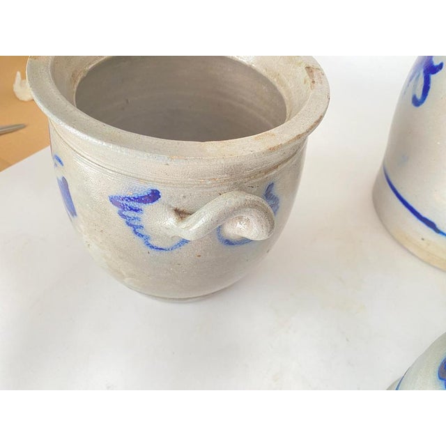 This set of 3 Jars is in sandstone, in grey and blue colors. It has been done in the east of France. Betschdorf Pots. The...