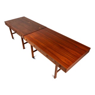 Rare Set of Two (2) Matching Danish Modern Flip-Top Executive Desks in Teak by Peter Løvig Nielsen, Denmark, C. 1960s For Sale
