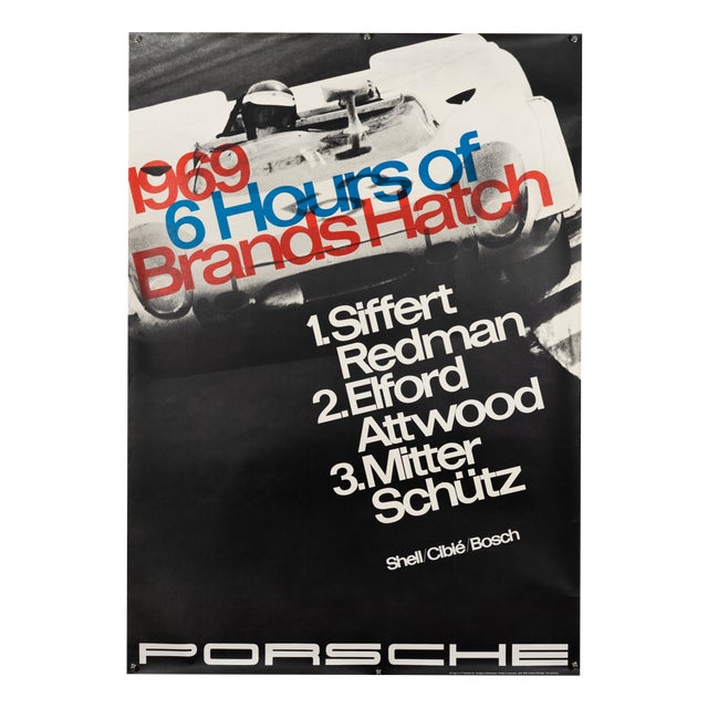 Porsche 6 Hours of Brands Hatch Poster by Strenger, 1969 For Sale