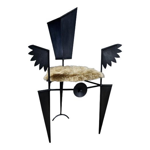 Throne for the King of Birds in Steel and Synthetic Fur by Frederic Gaillard For Sale