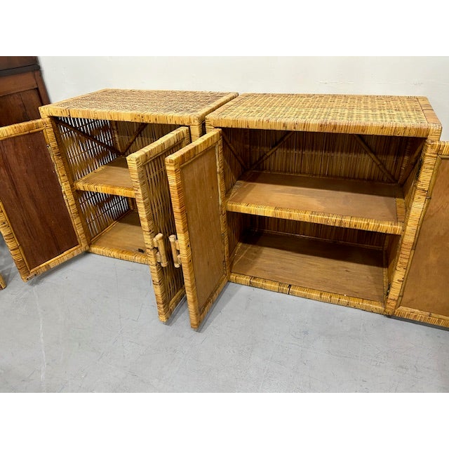 Vintage Buri Rattan Cabinets, a Pair For Sale - Image 9 of 9