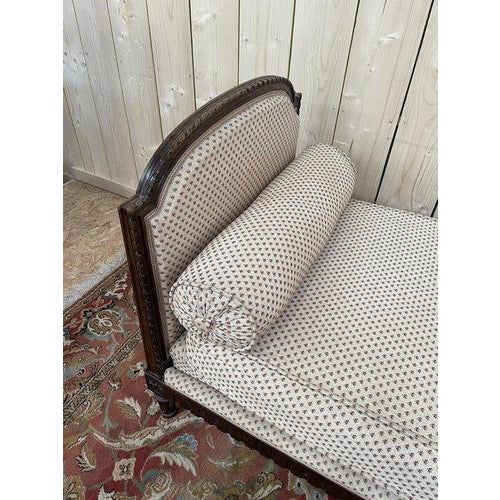 Wood Louis XVI Bench with Floral Fabric For Sale - Image 7 of 8