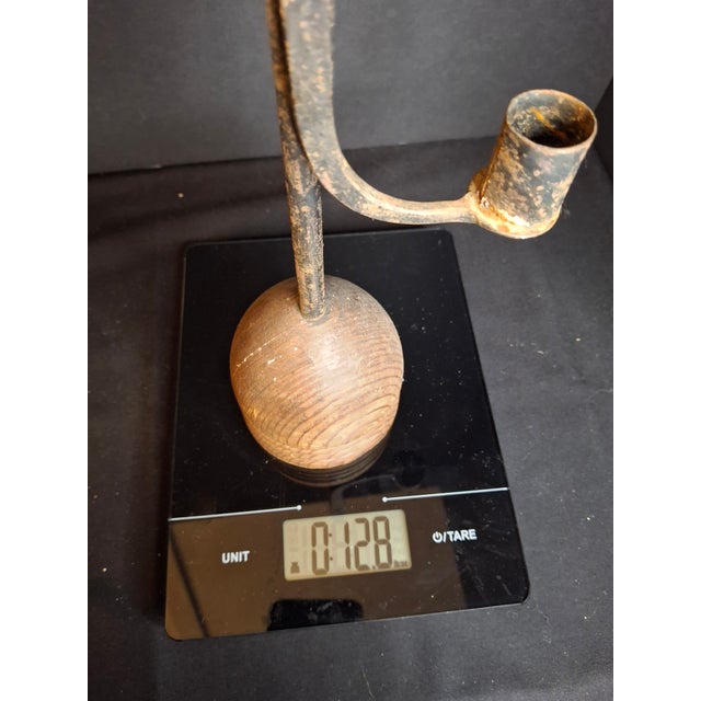 Antique 18th C Wrought Iron Rushlight Candle Holder Hand Forged Early Lighting For Sale - Image 12 of 12