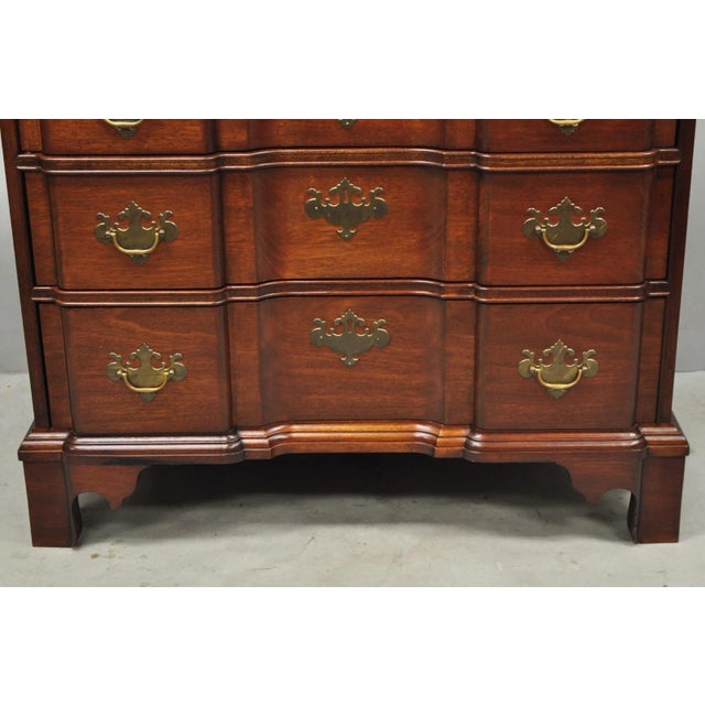 Vintage Chippendale Style Solid Mahogany Block Front Bachelor Chest of Drawers For Sale In Philadelphia - Image 6 of 18
