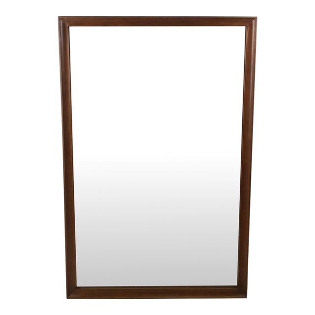 Mid Century Modern Tall Rectangular Mirror With Walnut Frame For Sale