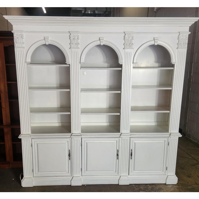 1990s Pulaski White Neoclassical Two-Piece Bookcase Unit For Sale In Washington DC - Image 6 of 10