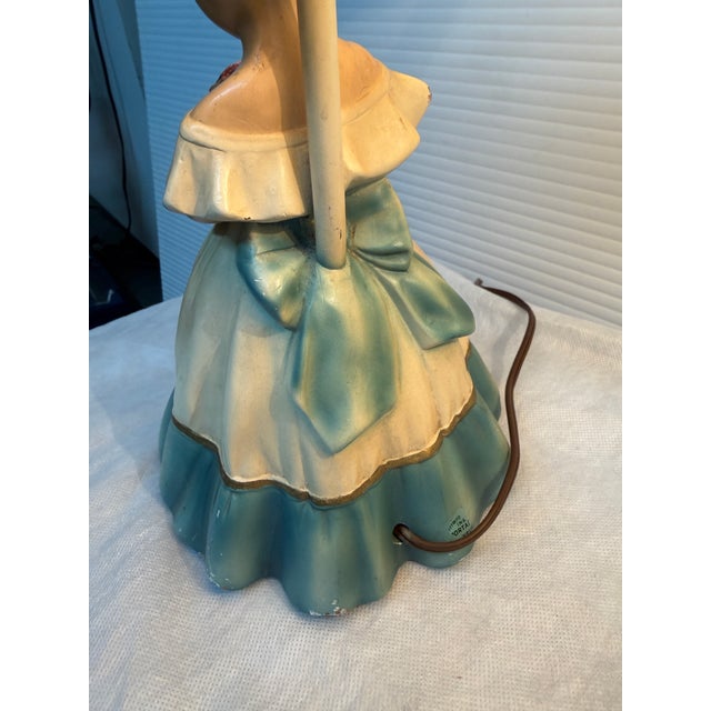 Shabby Chic Vintage Ceramic Figurine Table Lamps, Pair For Sale - Image 3 of 12