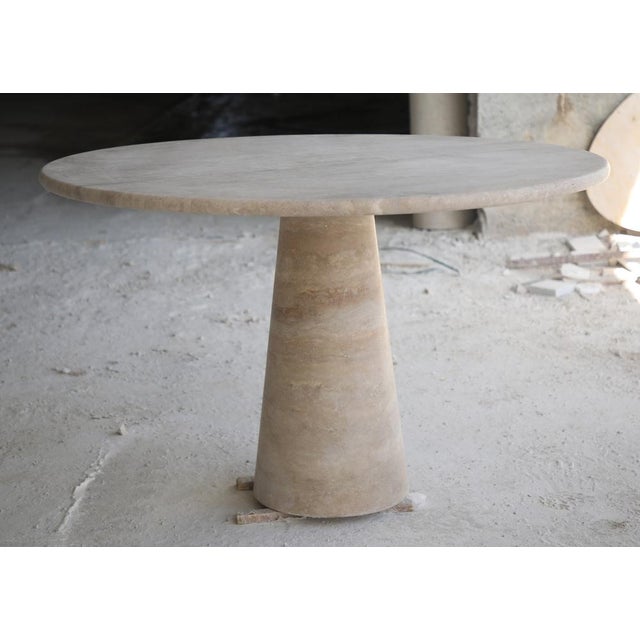 Cream Travertine Round Dining Table from My Habitat Design For Sale - Image 4 of 9