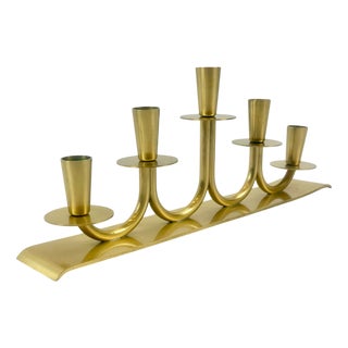 Swedish Brass Candleholder by Walter Andersson for Ystad Metall, 1950s For Sale