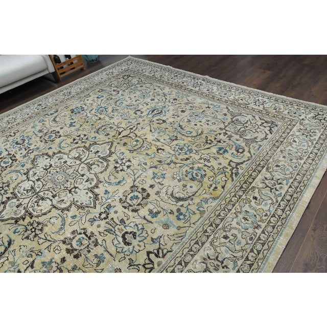 1960s Vintage Persian Handmade Wool Cotton Beige Area Rug For Sale In San Francisco - Image 6 of 11