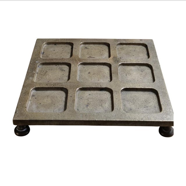 Sarreid Ltd. Brass Tic Tac Toe Footed Board Game Set For Sale - Image 9 of 10