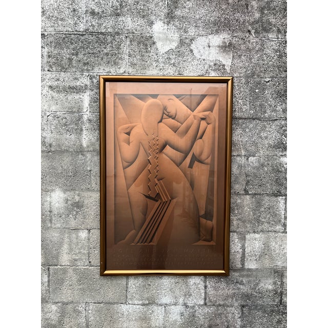 An & Joël Martel 1925 Paris International Exhibition of the Decorative Arts and Industries Framed Art Deco Poster. For Sale In Miami - Image 6 of 16