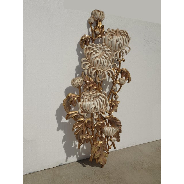 Syroco Large 49" Tall Vintage French Country Syroco Gold Flower Wall Plaque Picture For Sale - Image 4 of 18