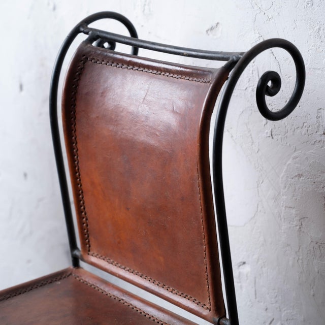 Spanish Hacienda Wrought Iron & Leather Counter Stools, 1960s For Sale - Image 9 of 18