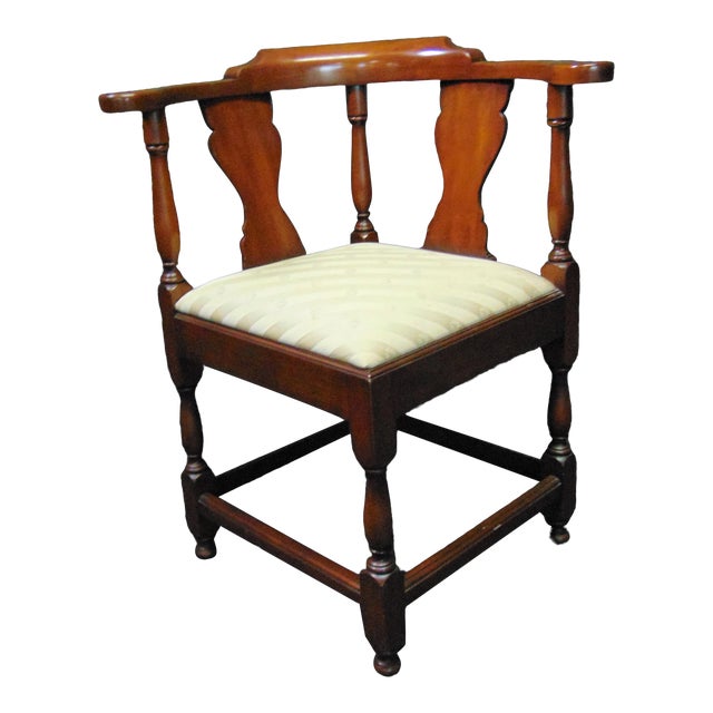 Henkel Harris Early American Style Black Cherry Corner Chair Chairish