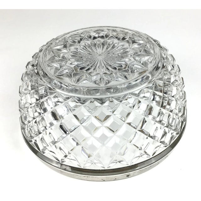 1960s Vintage 1960s Cut Crystal Silver Plate Rim Bowl, Made in England For Sale - Image 5 of 12