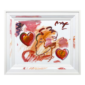 Peter Max, Profile With Red Hearts (Original Painting on Canvas), 2012