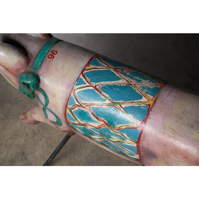 1950s Carved Wood Pig Carousel Figure, 1950s For Sale - Image 5 of 7