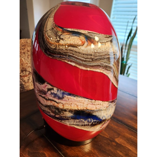 ​ Rollin Karg '1994' Signed Studio Art Glass Vase – 12" Heavy Gauge, 9.9 LBS For Sale - Image 4 of 10