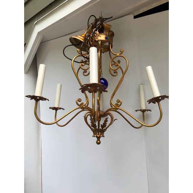 English Giltiron Coronet Chandelier For Sale - Image 9 of 12