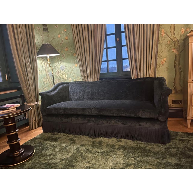 Blue Belle Époque Velvet Sofa by EJ Victor For Sale - Image 8 of 9
