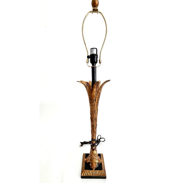 French Hollywood Regency Gilt Palm Table Lamp For Sale In Los Angeles - Image 6 of 10