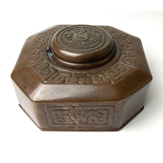 1910s Early 1900s Tiffany Studios New York Zodiac Bronze Inkwell For Sale - Image 5 of 9