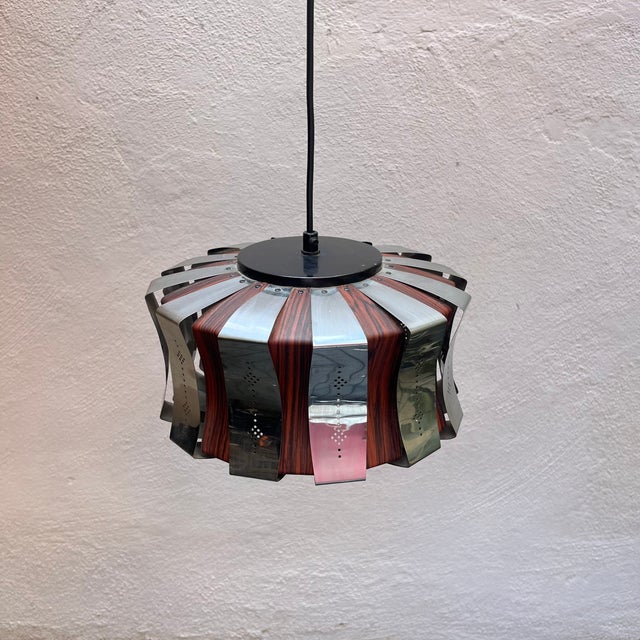 Wood Vintage Pendant Lamp by Werner Schou, 1970s For Sale - Image 7 of 8