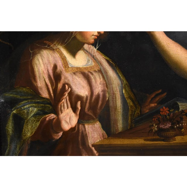 After Pieter De Witte, Annunciation with the Archangel Gabriel, 1600, Oil on Canvas, Framed For Sale - Image 7 of 13