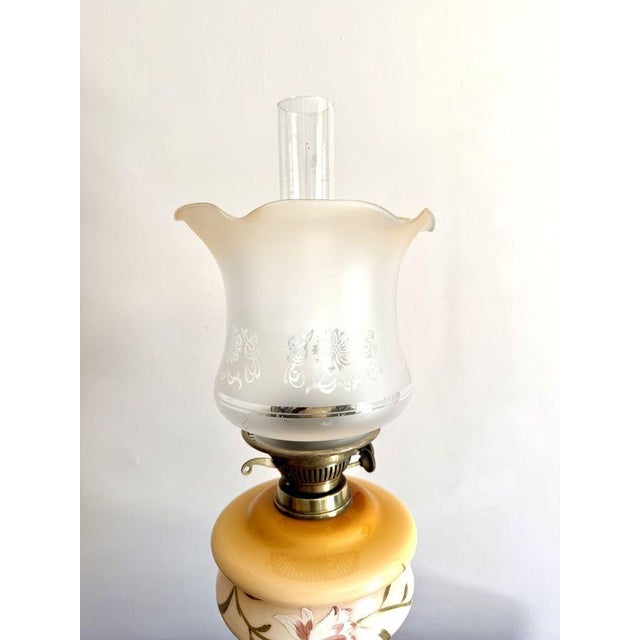 Antique Edwardian Brass Oil Lamp with Glass Shade, 1900s For Sale - Image 4 of 10