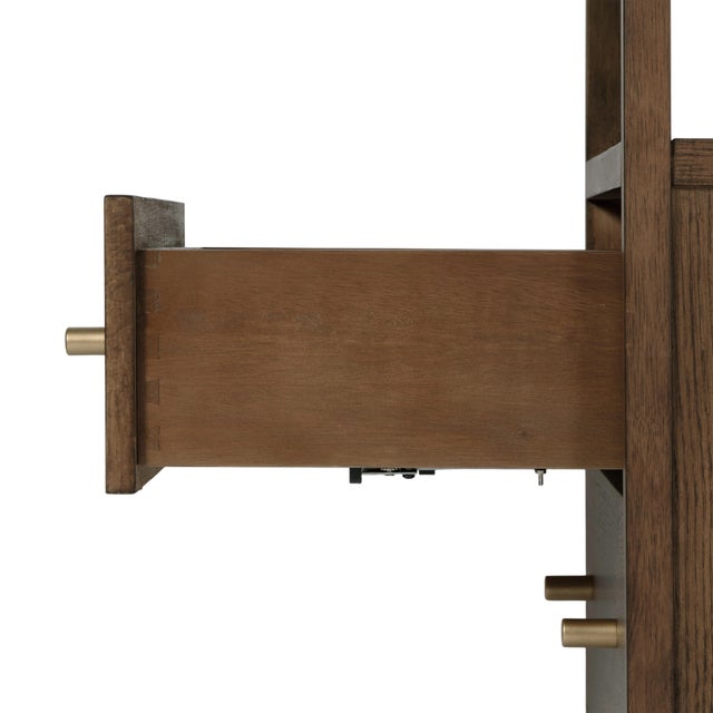 Brown Mendel 21.25 in. W Rectangular Wood 2 Drawer Narrow Nightstand with Open Shelf, Walnut For Sale - Image 8 of 11