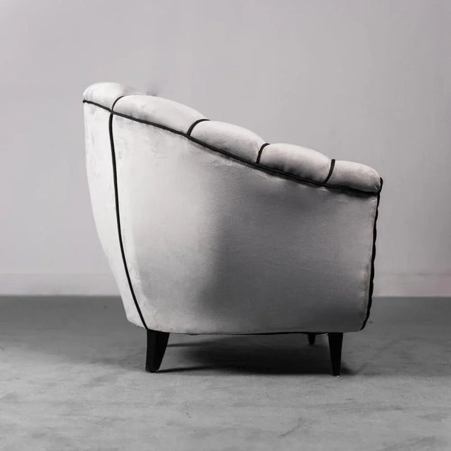 1950s Vintage Gray Velvet Armchair, 1950s For Sale - Image 5 of 13