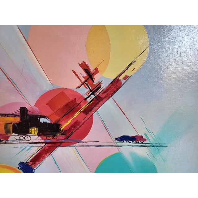 Mid-Century Modern 1950s Original Mid Century Modern Oil Painting, Framed For Sale - Image 3 of 5