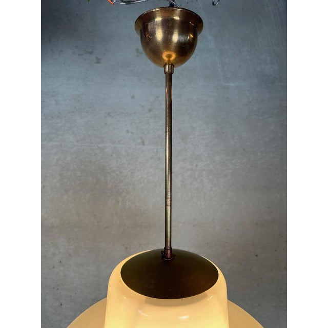 Gold Art Deco Hanging Lamp - Opaline For Sale - Image 8 of 14