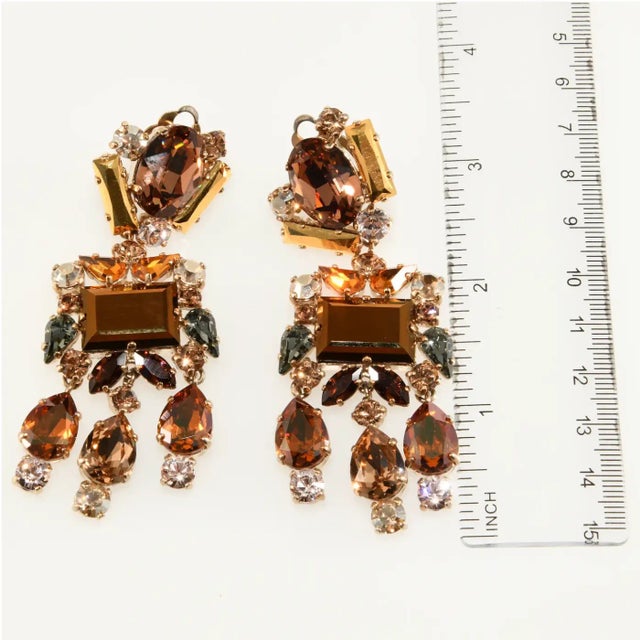 Abstract Philippe Ferrandis French Chandelier Statement Earrings - 2 Pieces For Sale - Image 3 of 4
