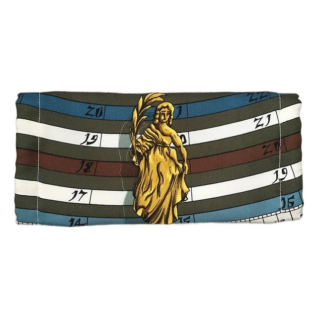 Handmade Hermes Vintage Dies et Hore Virgo Silk Scarf Face Mask For Sale