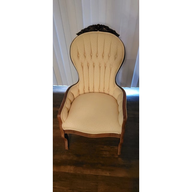 Vintage Victorian Rose Flower Carved Chair For Sale - Image 9 of 9