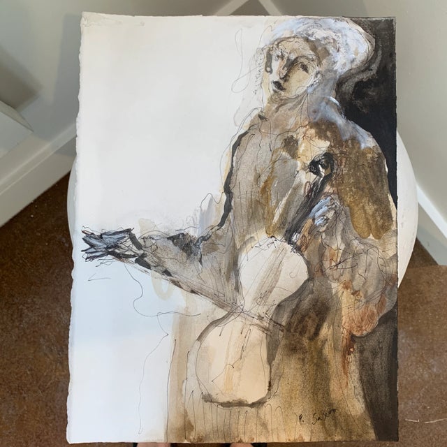 Contemporary Abstract Figurative Ink Wash Painting on Paper by Phil Saxon For Sale - Image 11 of 12