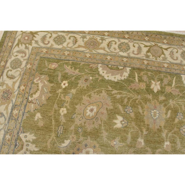 Textile Ziegler Rug 10′ X 14’1” Green Wool Traditional Hand-Knotted Oriental Carpet For Sale - Image 7 of 14