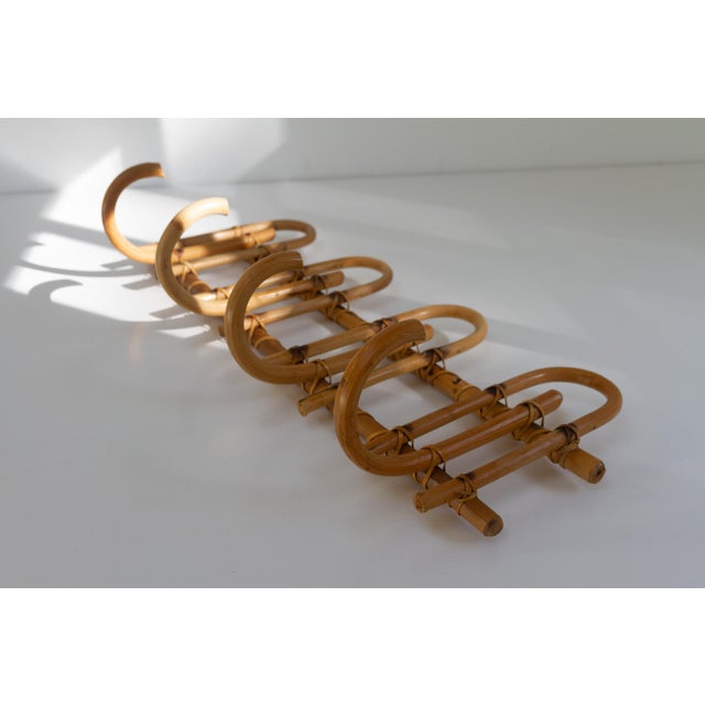 Italian Bamboo and Rattan Coat Rack, 1950s For Sale - Image 10 of 15
