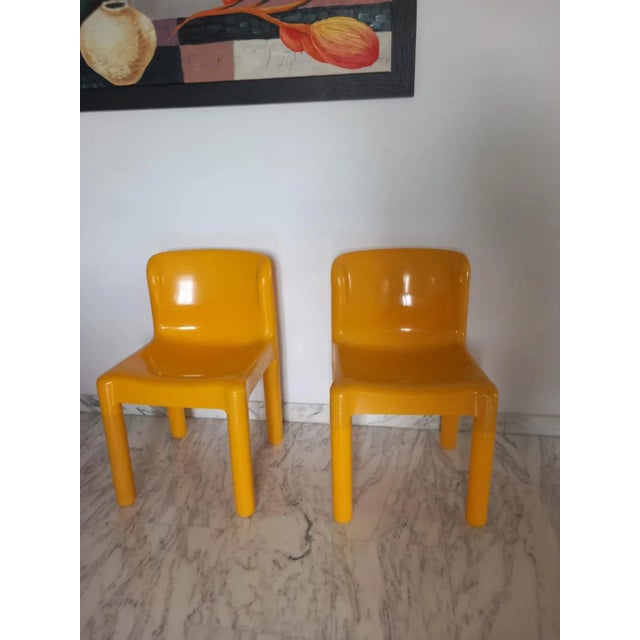 1970s Yellow 4865 Chairs by Carlo Bartoli for Kartell, 1970s, Set of 2 For Sale - Image 5 of 18